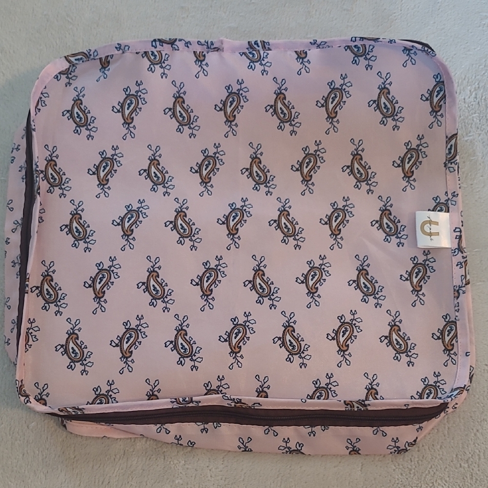 Free People Travel Garment Organizer Packing Cube Pink Paisley Boho Zip Case